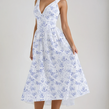 Women’s Summer Dress | Sleeveless V-Neck Midi