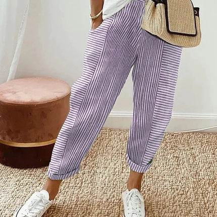 Women's Pants | Stripe Pattern Pocket