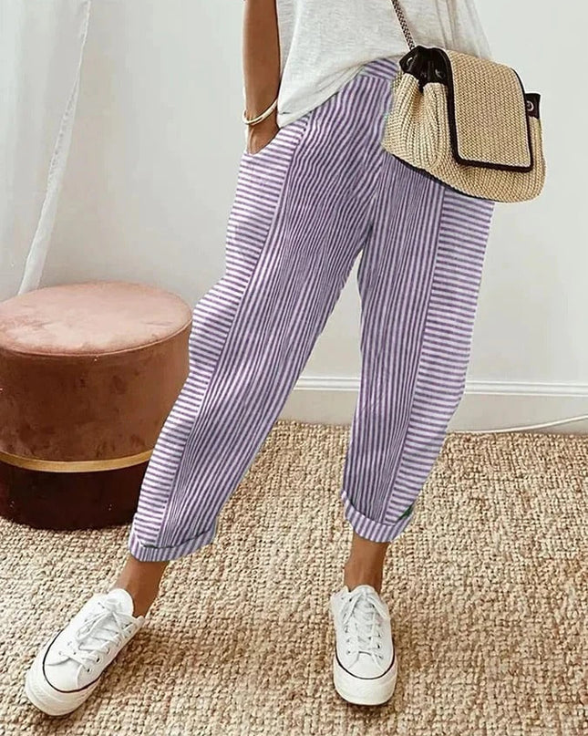 Women's Pants | Stripe Pattern Pocket