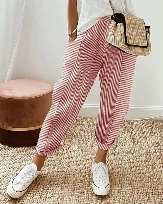 Women's Pants | Stripe Pattern Pocket