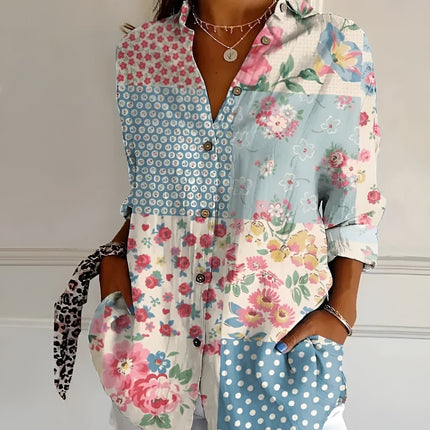 Women's Blouse | Abstract Print Split Neck