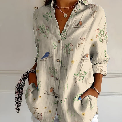 Women's Blouse | Abstract Print Split Neck