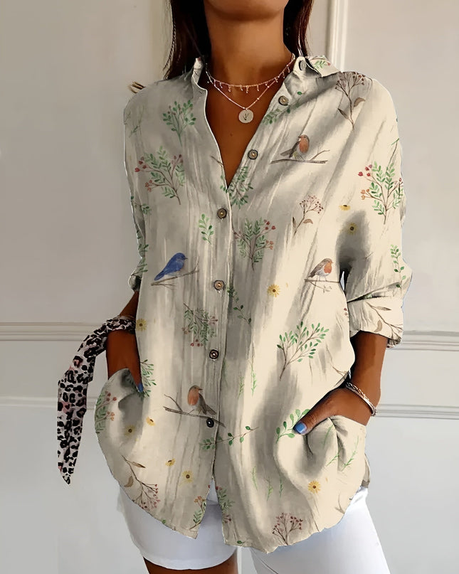 Women's Blouse | Abstract Print Split Neck