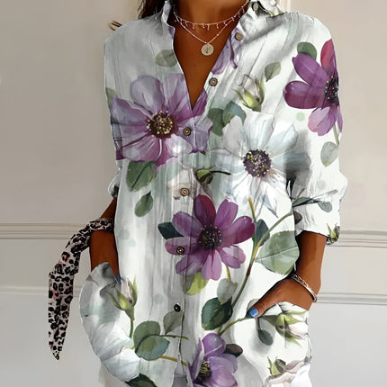 Women's Blouse | Abstract Print Split Neck