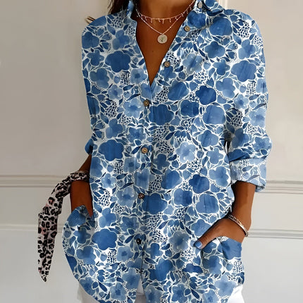 Women's Blouse | Abstract Print Split Neck