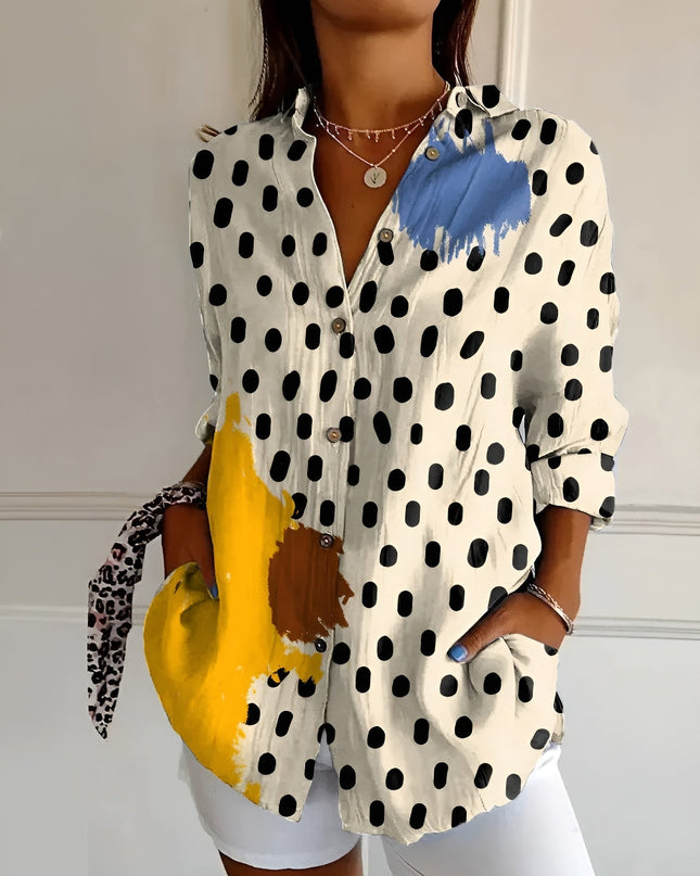 Women's Blouse | Abstract Print Split Neck