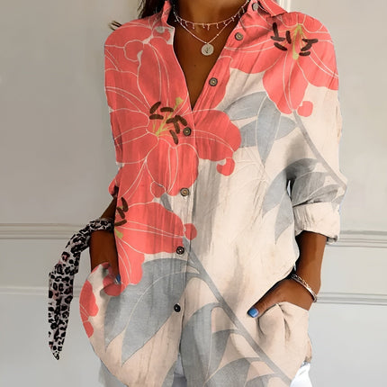 Women's Blouse | Abstract Print Split Neck