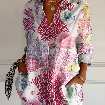 Women’s Blouse | Button-Front with Prints