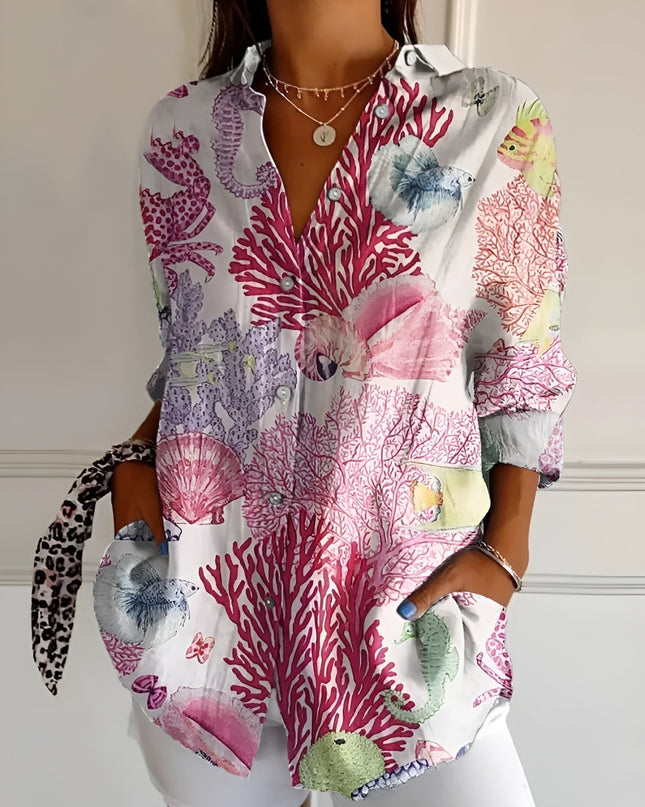 Women’s Blouse | Button-Front with Prints